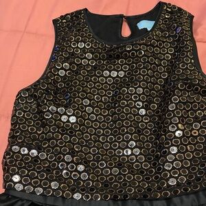 CeCe Black and Gold Sequin Top